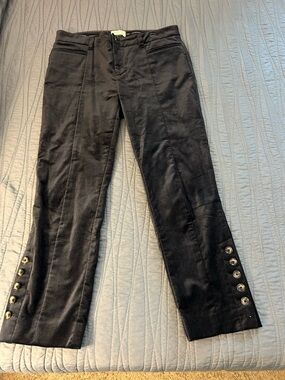 Anthropologie Black Button-Cuff Straight Jeans